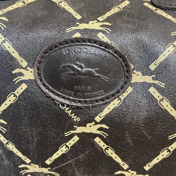 Longchamp Lattice double buckle horse jump brown speedy bag Authentic Vintage - Picture 13 of 17